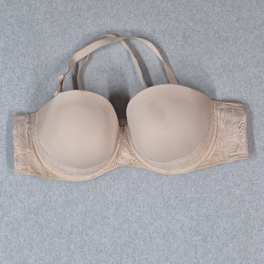 Torrid Curve Women Bra 44DD Beige T Shirt Underwired Lace Strap Multi Way